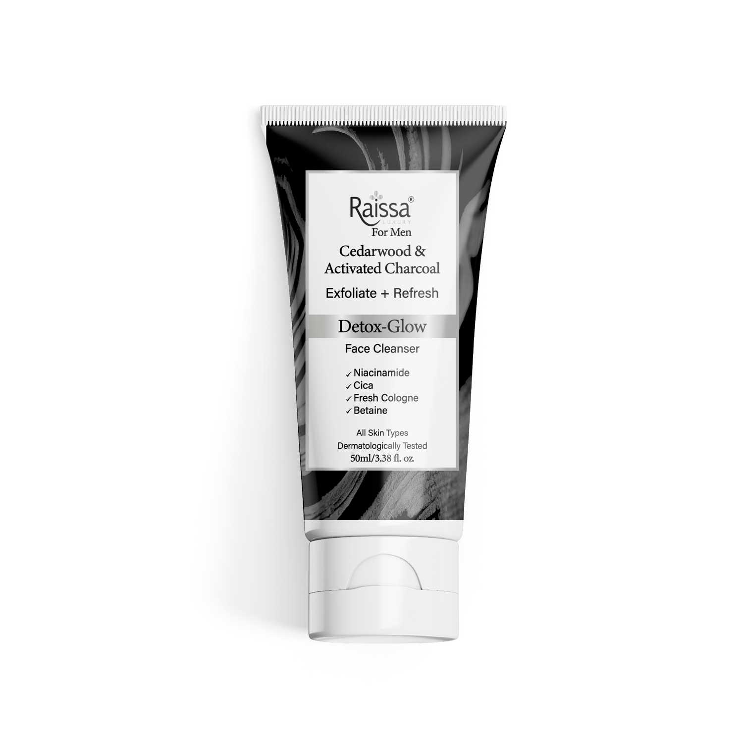 Raissa Men’s Detox Glow Charcoal Face Cleanser with Niacinamide & Cica