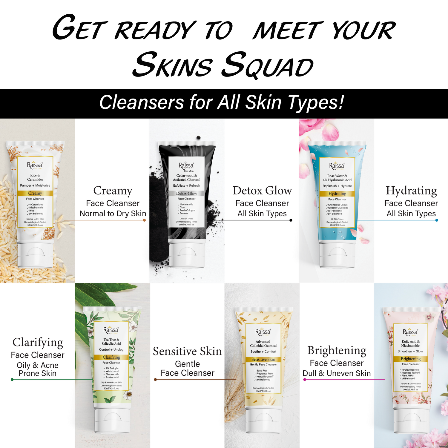 Raissa Men’s Detox Glow Charcoal Face Cleanser with Niacinamide & Cica