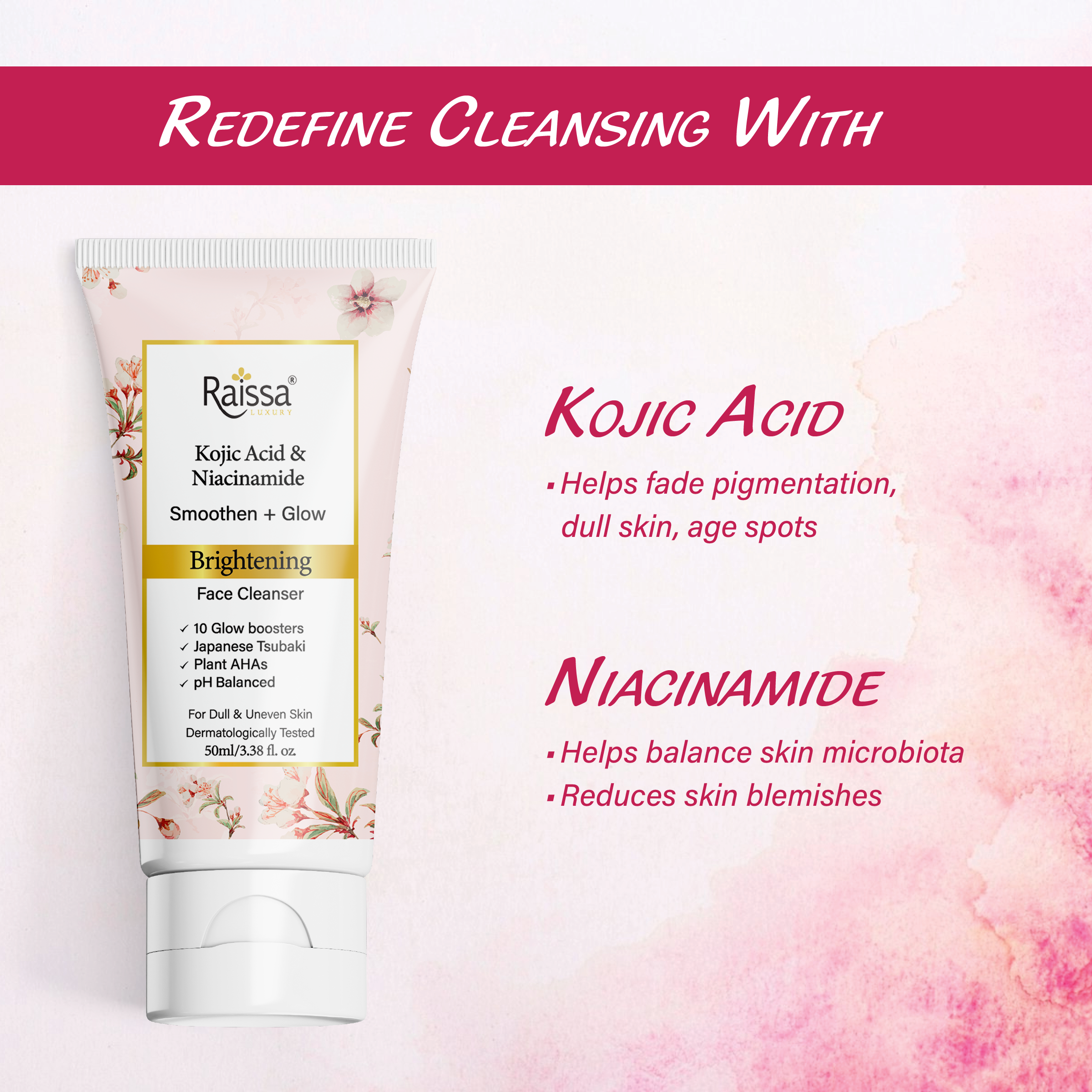Japanese Tsubaki Brightening Face Cleanser with Kojic Acid & Niacinamide