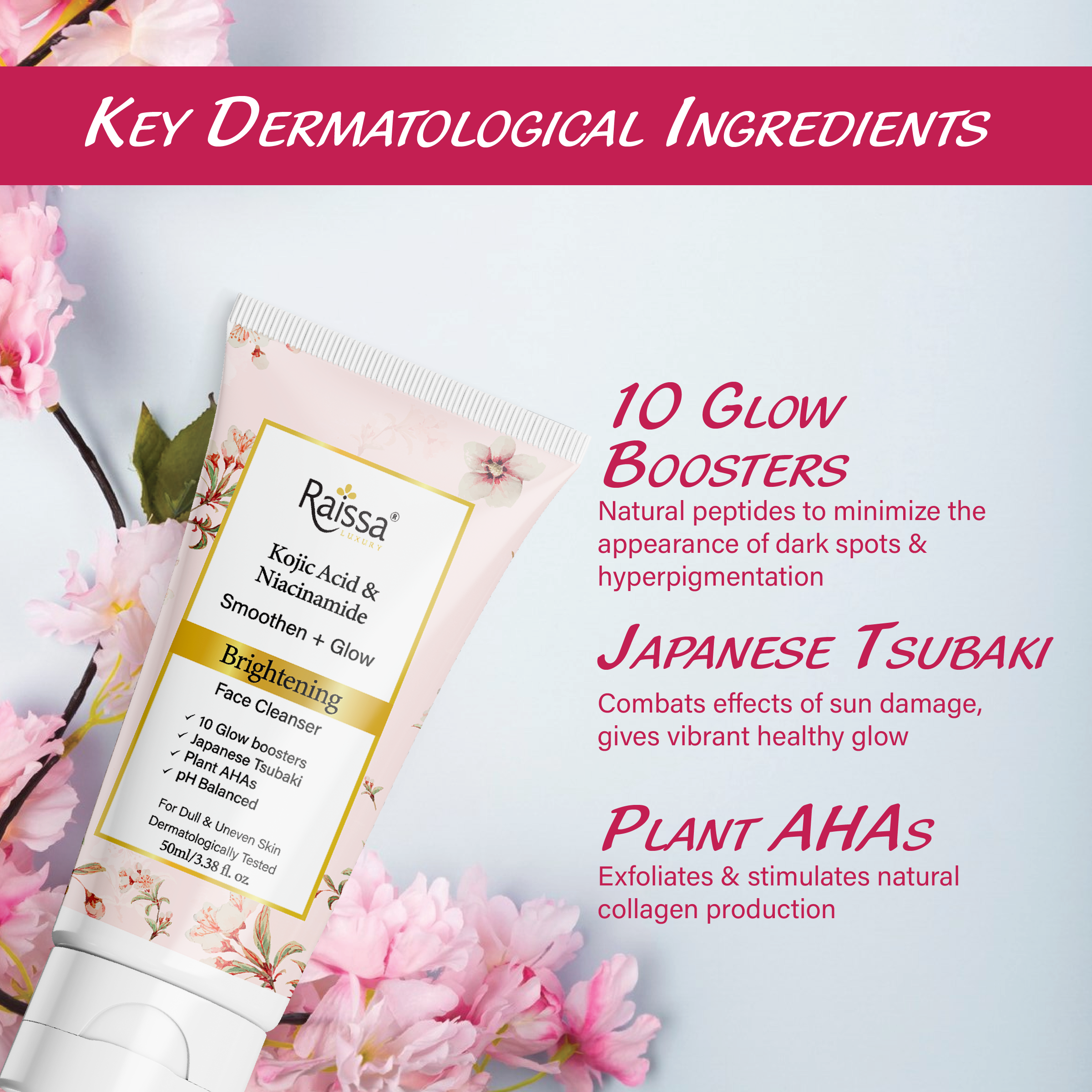 Japanese Tsubaki Brightening Face Cleanser with Kojic Acid & Niacinamide