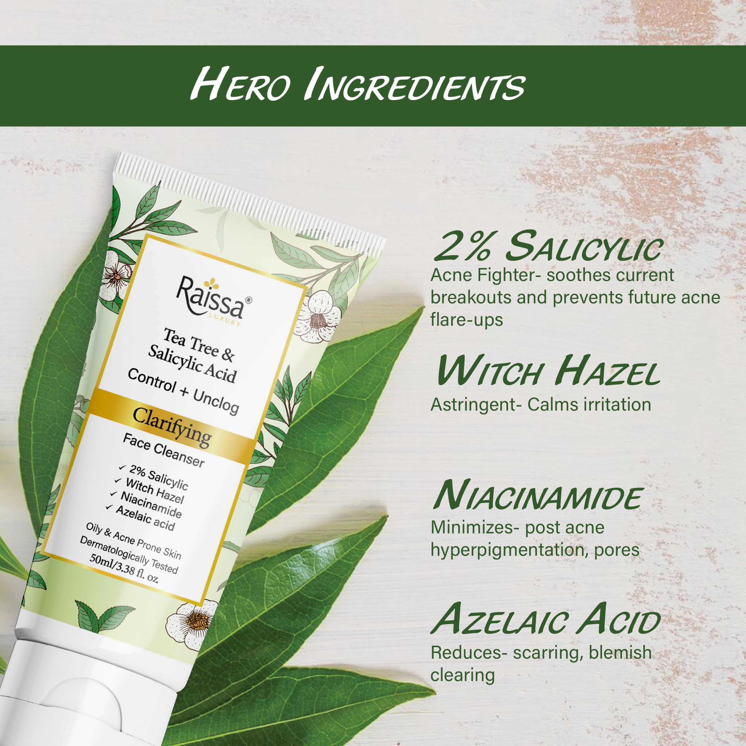 Clarifying Face Cleanser for Clear Skin with Salicylic Acid & Tea Tree