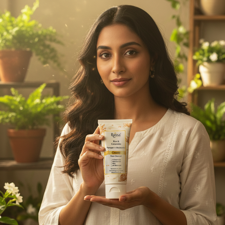 Raissa Creamy Face Cleanser for Hydrated Skin with 4 Ceramides & Rice Extracts