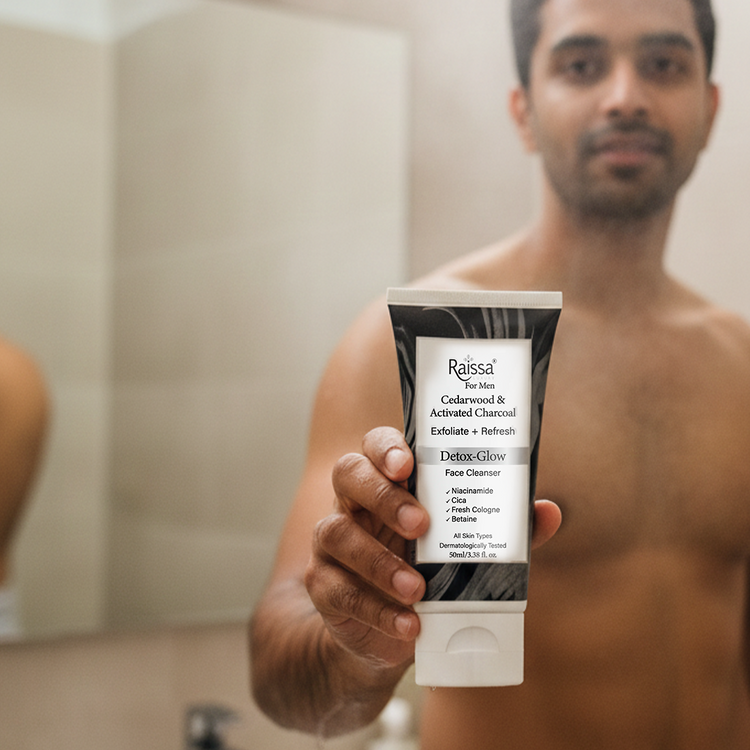 Raissa Men’s Detox Glow Charcoal Face Cleanser with Niacinamide & Cica