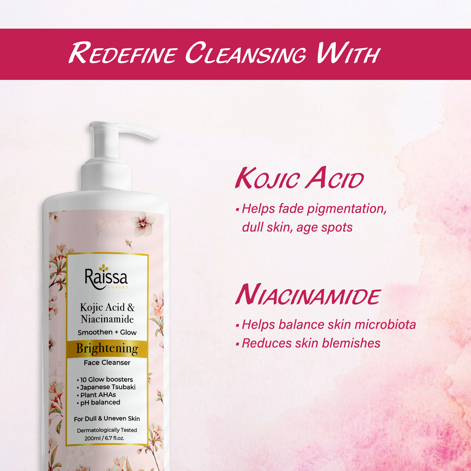Japanese Tsubaki Brightening Face Cleanser with Kojic Acid & Niacinamide
