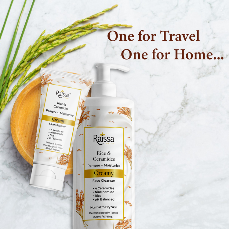 Raissa Creamy Face Cleanser for Hydrated Skin with 4 Ceramides & Rice Extracts
