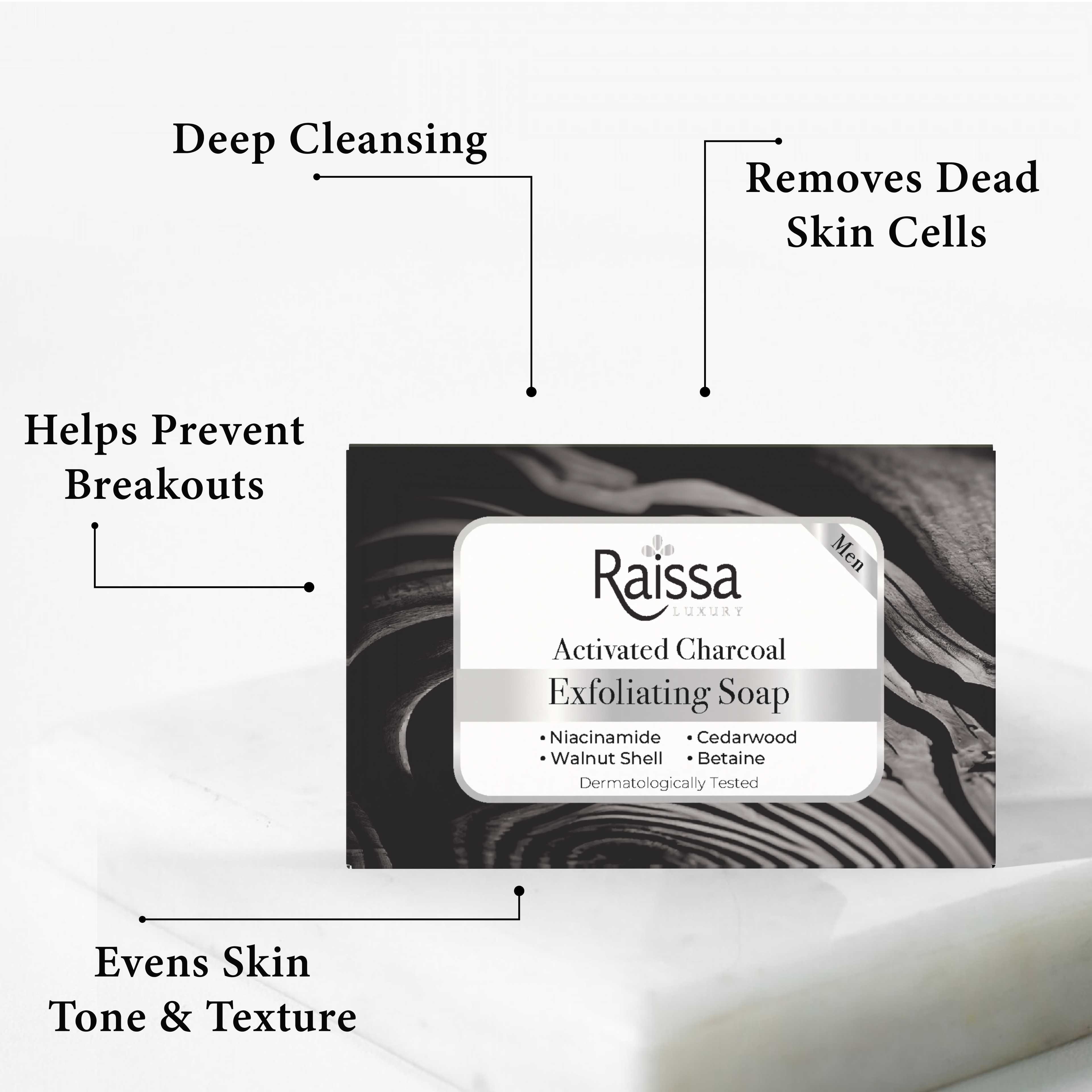 Raissa Mens Exfoliating Charcoal Soap 125g