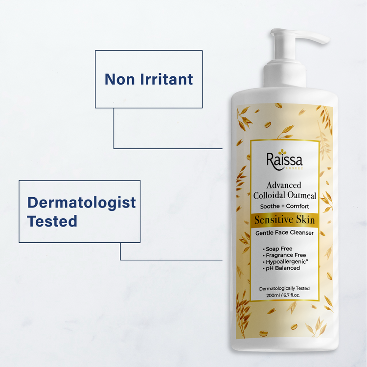 Raissa Sensitive Skin Face Cleanser for Gentle Calm with Colloidal Oatmeal & Hypoallergenic Formula