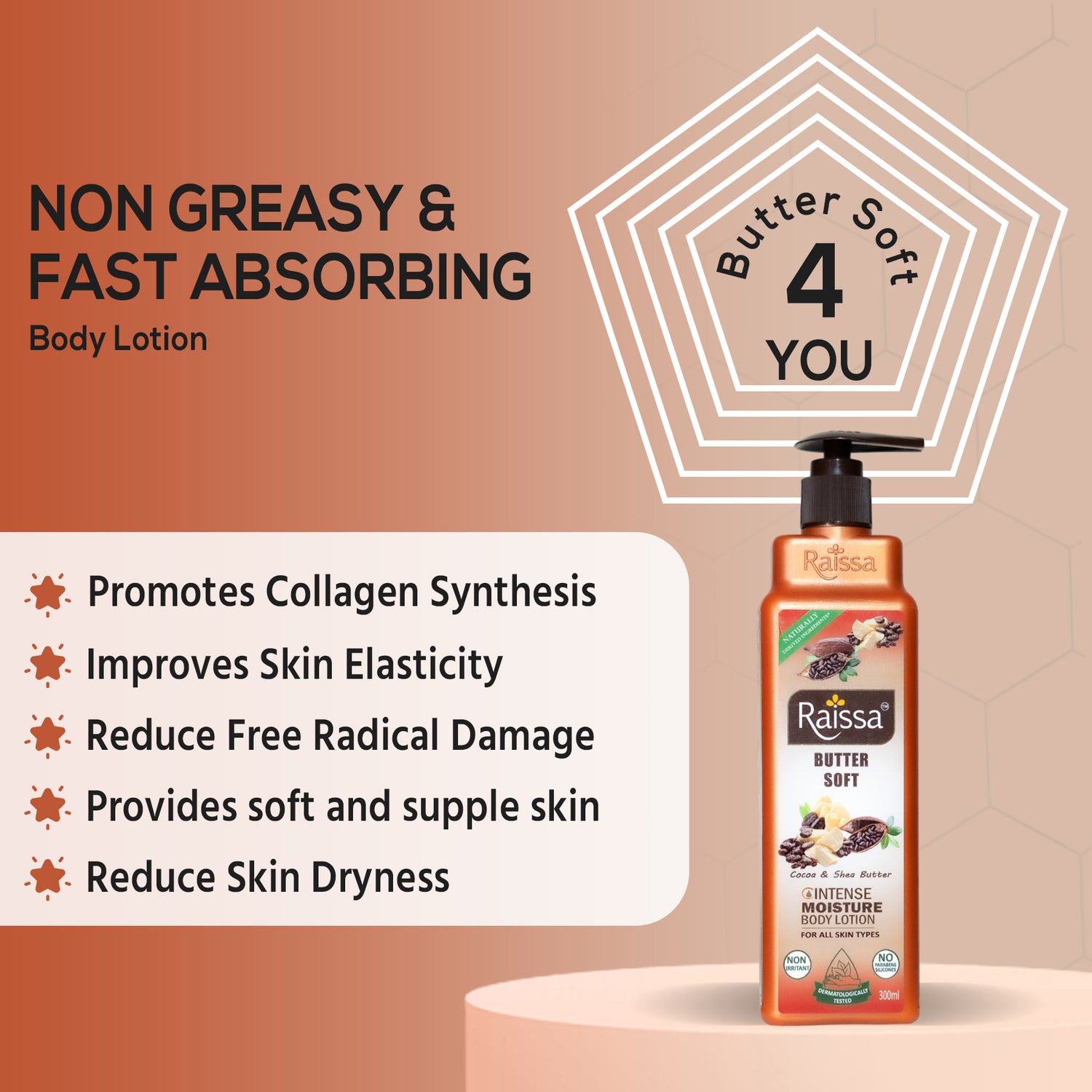 Raissa Butter Soft Body Lotion for Intense Moisture with Cocoa & Shea