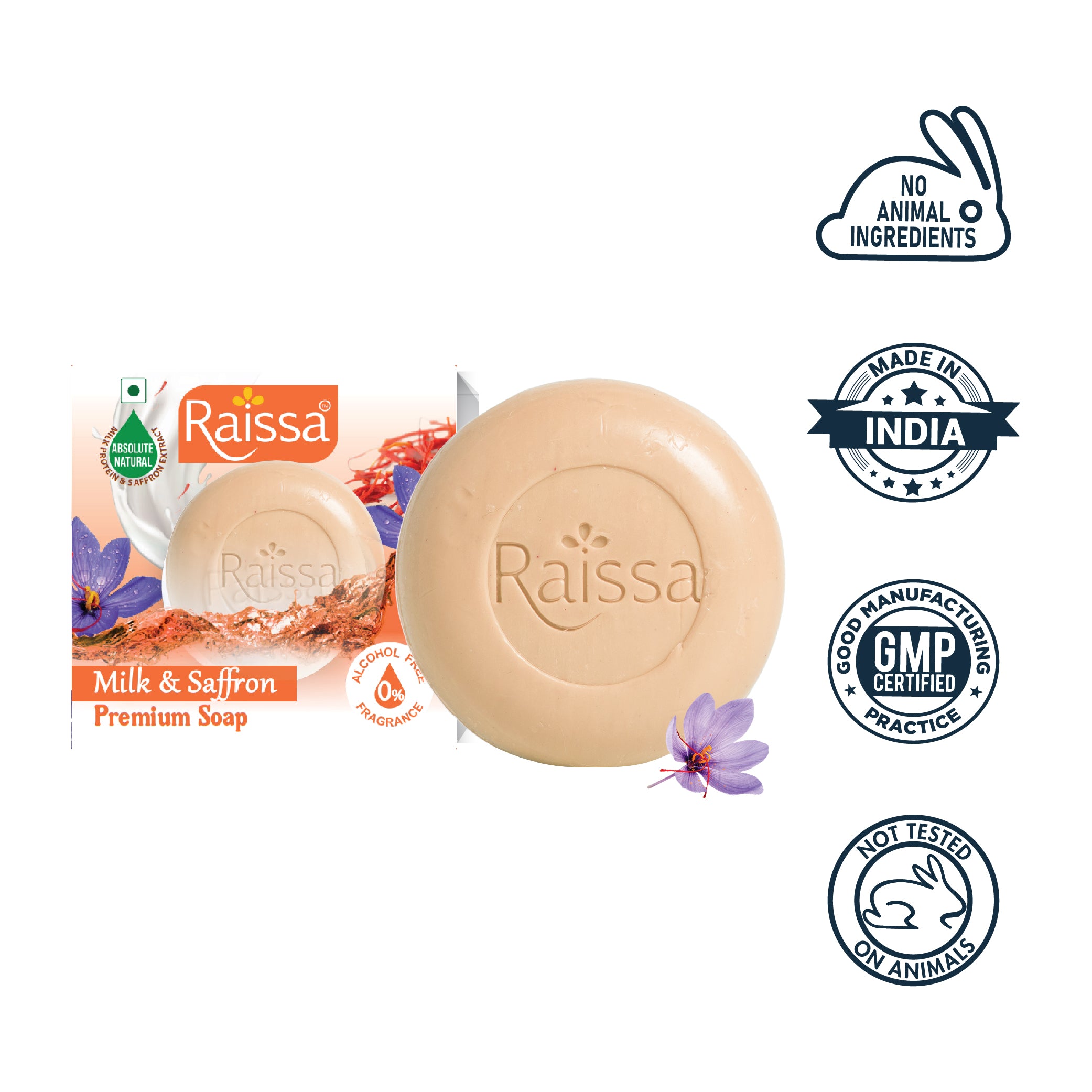 Raissa Premium Soap - Milk &amp; Saffron, 85g