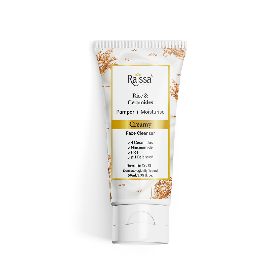 Raissa Creamy Face Cleanser for Hydrated Skin with 4 Ceramides & Rice Extracts