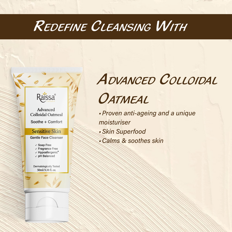 Raissa Sensitive Skin Face Cleanser for Gentle Calm with Colloidal Oatmeal &amp; Hypoallergenic Formula