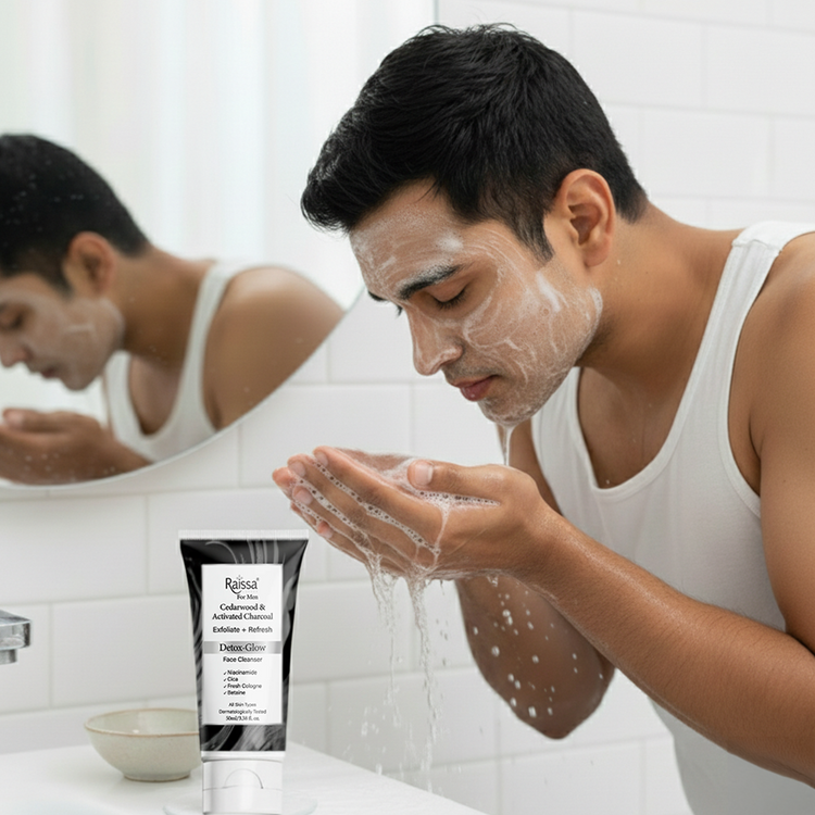 Raissa Men’s Detox Glow Charcoal Face Cleanser with Niacinamide &amp; Cica