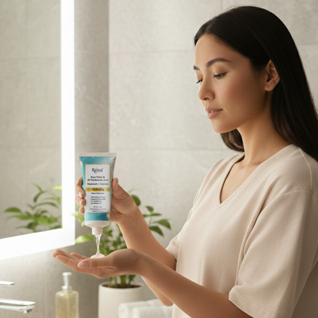 Raissa Hydrating Face Cleanser for Instant Moisture with Rose Water &amp; 4D Hyaluronic Acid