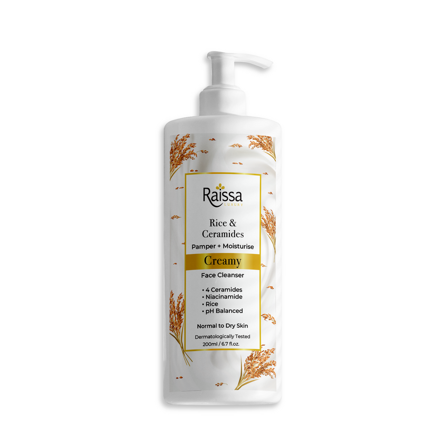 Raissa Creamy Face Cleanser for Hydrated Skin with 4 Ceramides & Rice Extracts