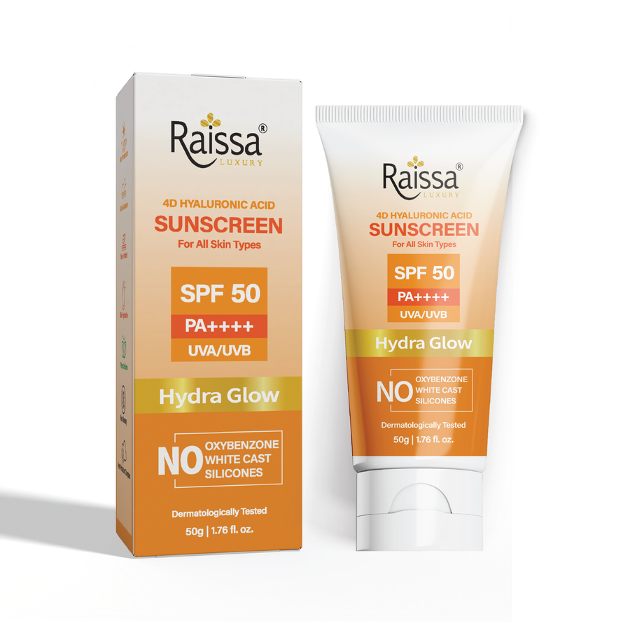SPF 50 Sunscreen Hydra Glow - 3 in 1, No Whitecast, All-Day Hydration